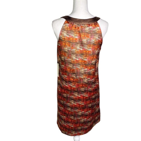 VERTIGO PARIS Brown Orange Sleeveless Slip Dress Midi Medium Fall Pumpkin Patch - Picture 4 of 8